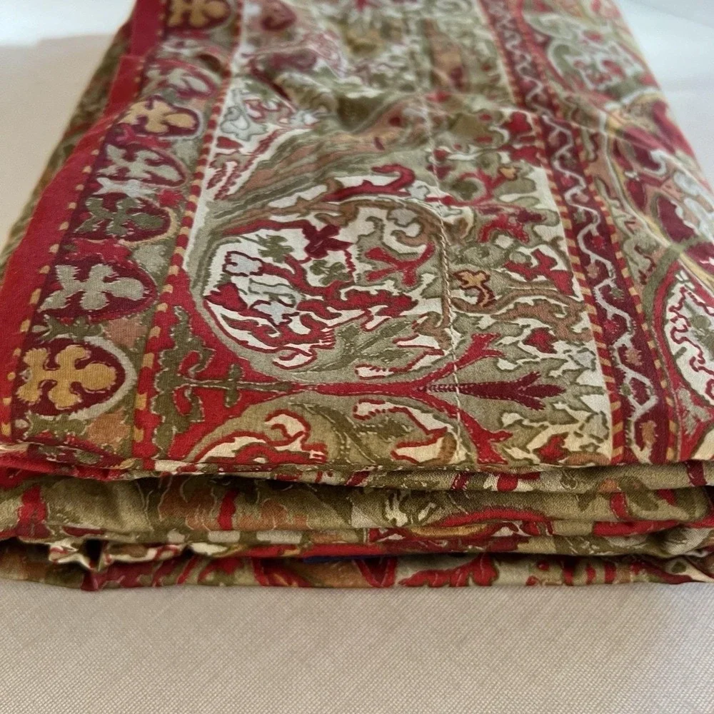 Ralph Lauren Vtg Randolph Galahad Queen Flat Sheet Red Gold Paisley Retired 90's
